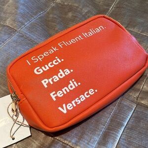 Sling Bag “I Speak Fluent Italian” Belt Bag Adjustable Belt NWOTS Orange